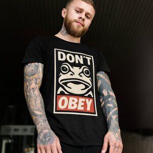 Portland Frogs Shirt Don't Obey, Men's Large, Black, Secret Shirt Society